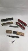 A mixed lot of pocket knives including Korn Kutter cut throat razor etc.