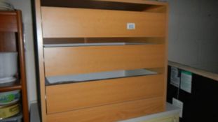 A three drawer bedroom chest. (Collect only).