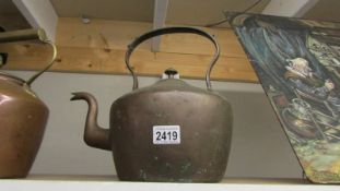 An old copper kettle.