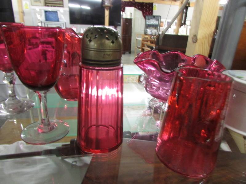 Nine pieces of cranberry glass, some a/f. - Image 2 of 3