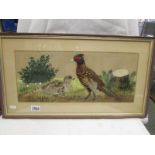 A superb quality picture of pheasant with chicks created from feathers.