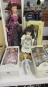 4 boxed porcelain dolls and 2 others (1 a/f)