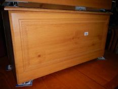 A pine effect blanket box, 840 cm wide, 390 cm deep and 420 cm high, (Collect only).