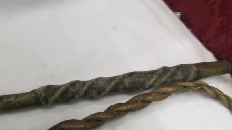 A very early plaited leather horse whip. - Image 2 of 4