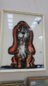 A painting by Beclafichi on glass of Dog with bee 49.