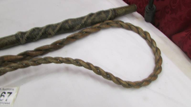 A very early plaited leather horse whip. - Image 4 of 4