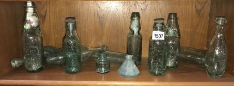 A quantity of vintage glass bottles including Codd ****Condition report****