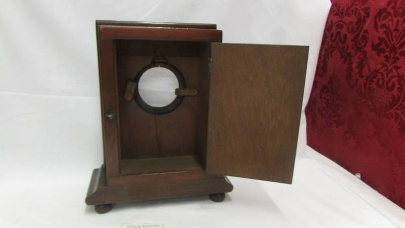 A Victorian mahogany pocket watch stand. (a/f, front is cracked). - Image 4 of 4