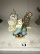 3 Border Fine Arts comic curious cats figures