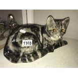 A signed Winstanley Tabby cat with glass eyes, size 5, no chips/cracks,