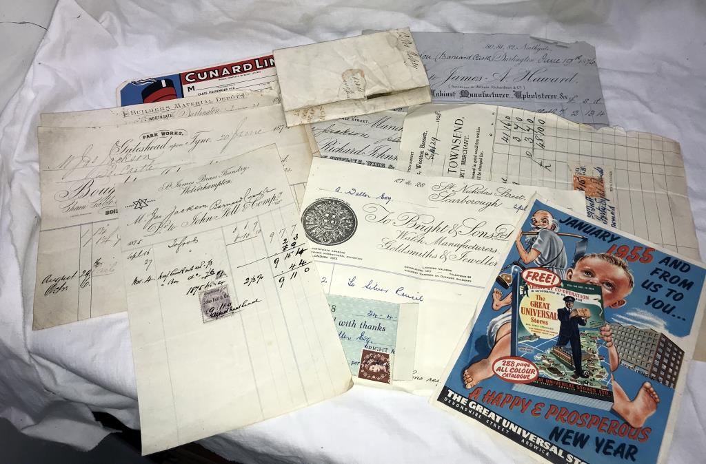 A box of printed ephemera including 19th century invoices, - Image 5 of 5