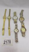 Six assorted ladies and gent's wrist watches.