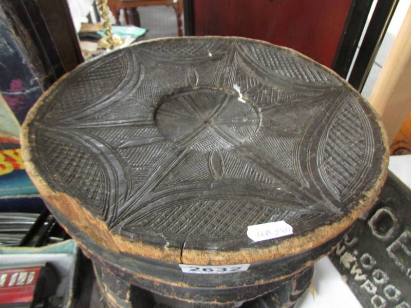 A Kuba Chief's carved wood stool with geometric design, a/f, - Image 2 of 8