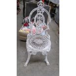 A cast iron garden chair.