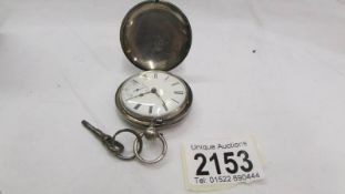 A silver full hunter pocket watch, not working.