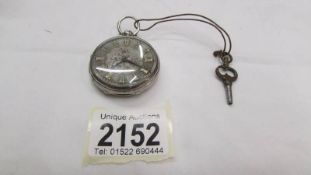 A Silver pocket watch with silver dial, not working.