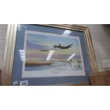 A framed and glazed print entitled 'Lincolnshire Winter 1943'.