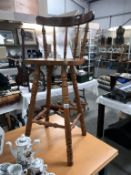 A beech, high kitchen chair/bar stool (seat height 68.