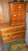 A good solid pine cabinet and a bedside cabinet. (Collect only).