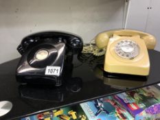 2 vintage telephones