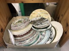 A large box of mixed collectors cabinet plates