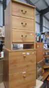 A two drawer and a three drawer pine effect chests.