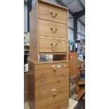 A two drawer and a three drawer pine effect chests.