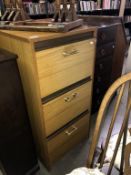 A President design teak effect 3 drawer filing cabinet