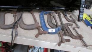 A quantity of mainly 'Record' G clamps.