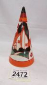 A Clarice Cliff 'Bizarre' pattern centenary piece sugar sifter, 1899 - 1999, Wedgwood.