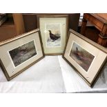 3 gilt framed prints of Game birds (32cm x 42cm)