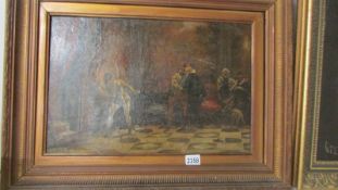 A 19th century gilt framed oil on board Elizabethan scene signed Bateman?