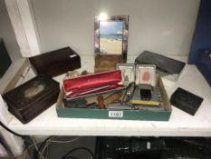 A quantity of miscellaneous including boxes, Parker pens, lighters, corkscrews, Die cast,