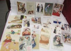 Approximately 30 vintage humorous postcards.