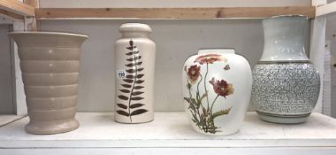 4 large vases including West Germany & Poole etc.