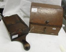 A church collection box and a stationery box.