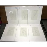 Eric Gill (1882-1940) Collection of 6 female nude life drawings prints/plates published by Hague &