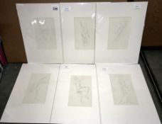 Eric Gill (1882-1940) Collection of 6 female nude life drawings prints/plates published by Hague &