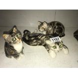 3 signed Winstanley Tabby kittens, sizes 5, 2, & 1, no chips/cracks,