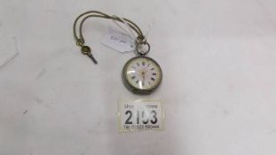 A Victorian ladies silver fob watch.