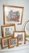 Five framed and glazed woolwork scenes of Lincolnshire.
