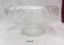 A large 1920's French frosted glass fruit bowl, 'Made in France' 31 cm diameter x 16 cm high.