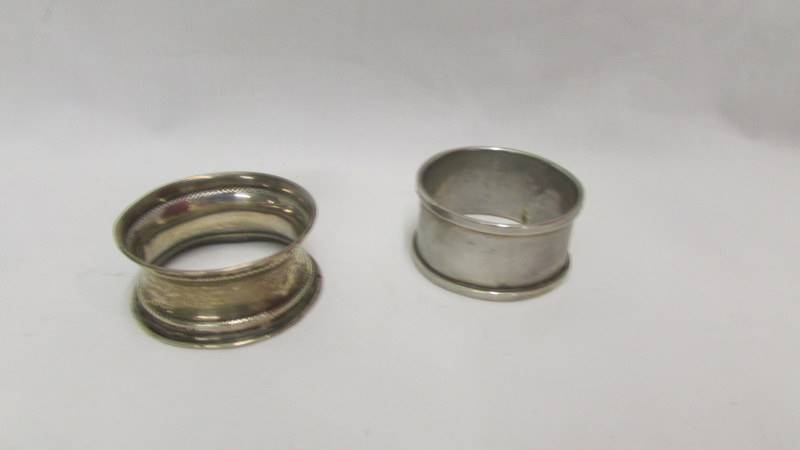 Two hall marked silver sugar tongs and two silver napkin rings. - Image 4 of 4