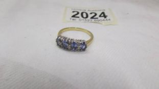 A diamond and tanzanite ring,