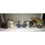 A mixed lot including conch shells, India Tree, Aynsley, silver plate,