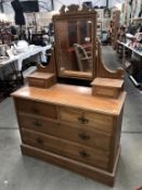An Edwardian satin walnut mirror back dressing table (106cm x 44cm x 78cm high - mirror height