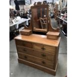 An Edwardian satin walnut mirror back dressing table (106cm x 44cm x 78cm high - mirror height