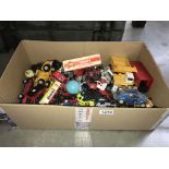 A box of play worn die cast toys including Matchbox etc