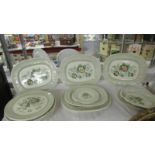Seven Mason's Paynsley pattern meat platter with 6 matching dinner plates, 2 side plate and a dish.
