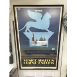 A framed 7 glazed Venice Simplon Orient Express poster (66cm x 113cm) (Collect only)